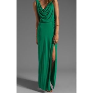 BCBG Maxazria green cowl neck dress